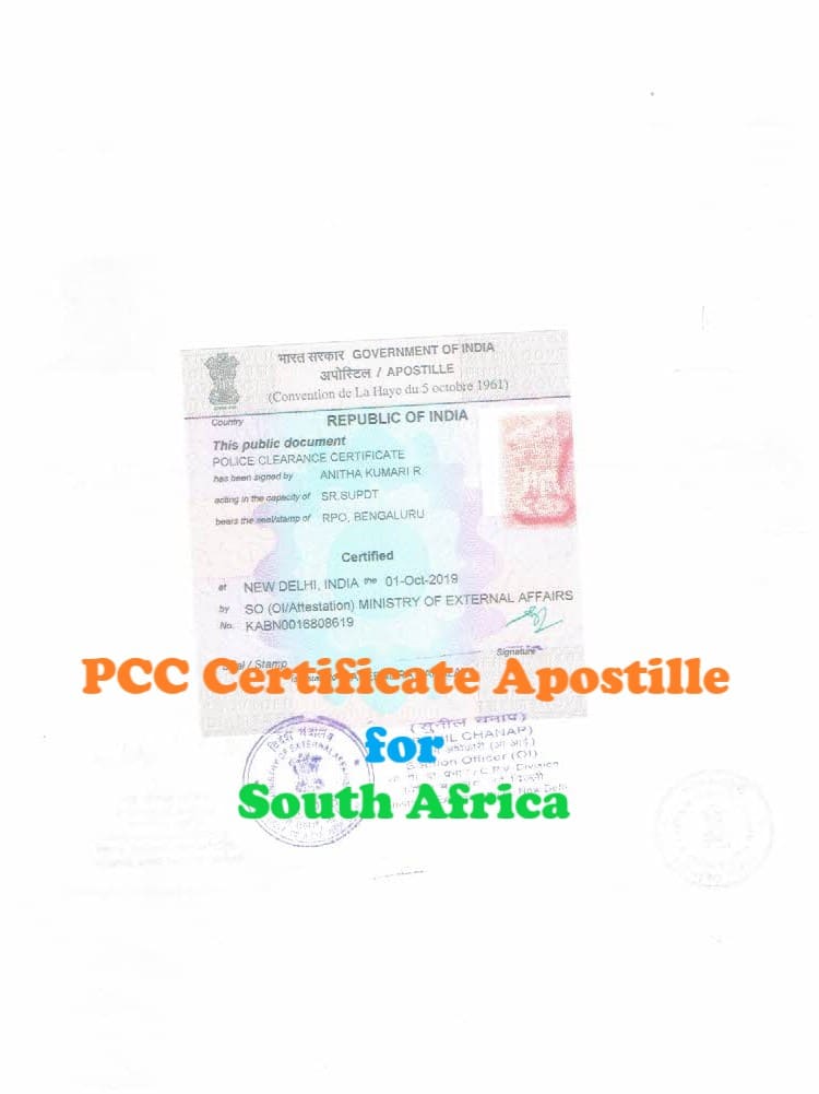  PCC Certificate Apostille for South Africa